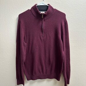 Faherty Brand Men’s Quarter Zip Pullover Sweater Burgundy Size M